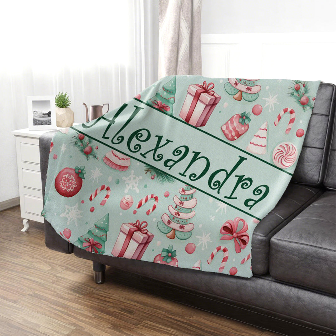 Custom Name Xmas Blanket, Kids Christmas Blanket I SFBlanket06