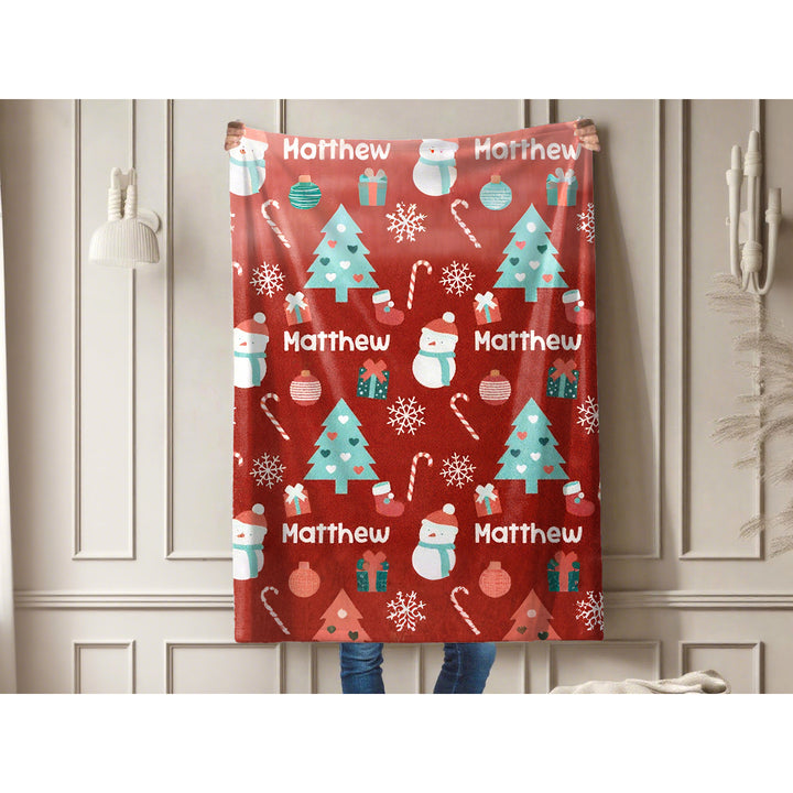 Personalized Christmas Flannel Blanket with Name for Kids Adults I SFBlanket01