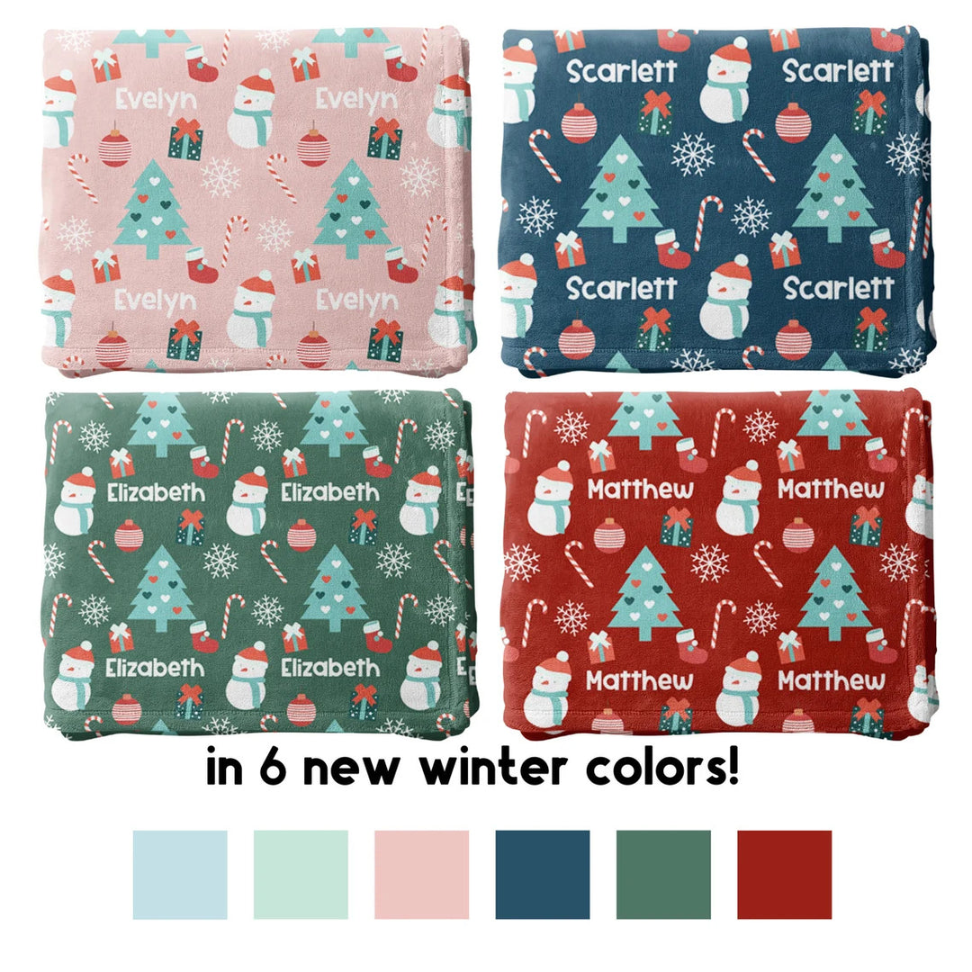 Personalized Christmas Flannel Blanket with Name for Kids Adults I SFBlanket01