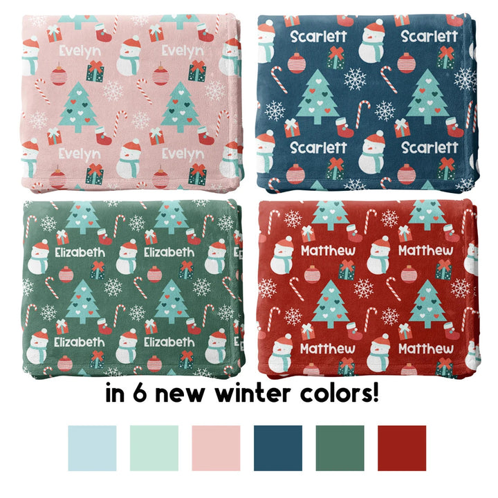 Personalized Christmas Flannel Blanket with Name for Kids Adults I SFBlanket01