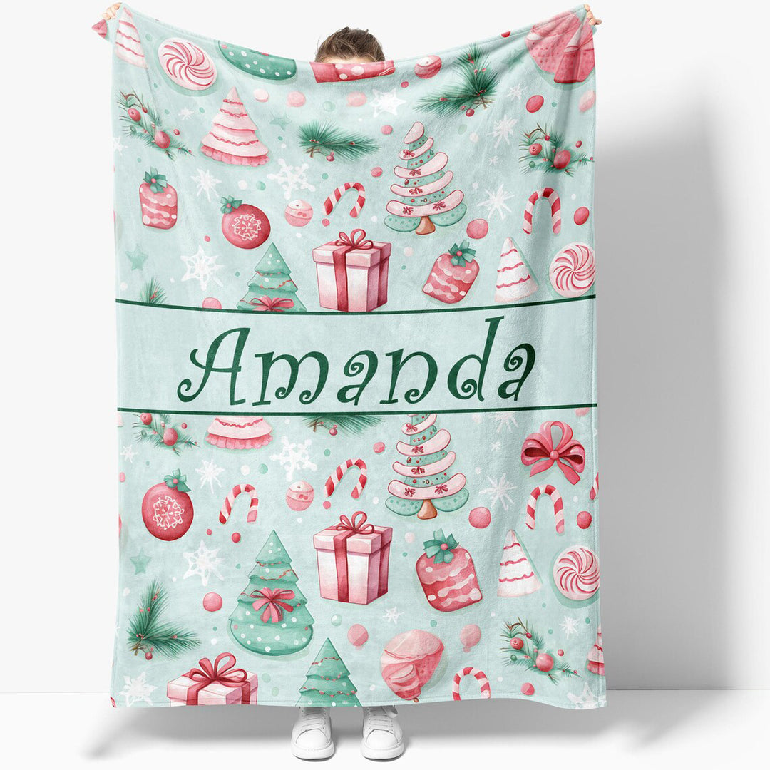 Custom Name Xmas Blanket, Kids Christmas Blanket I SFBlanket06