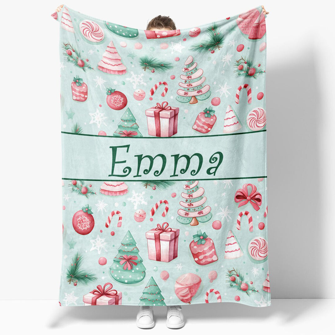 Custom Name Xmas Blanket, Kids Christmas Blanket I SFBlanket06
