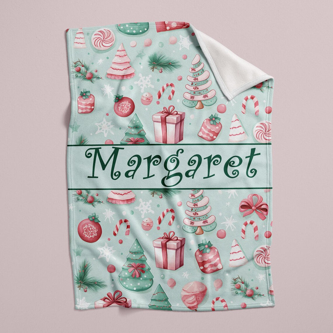 Custom Name Xmas Blanket, Kids Christmas Blanket I SFBlanket06